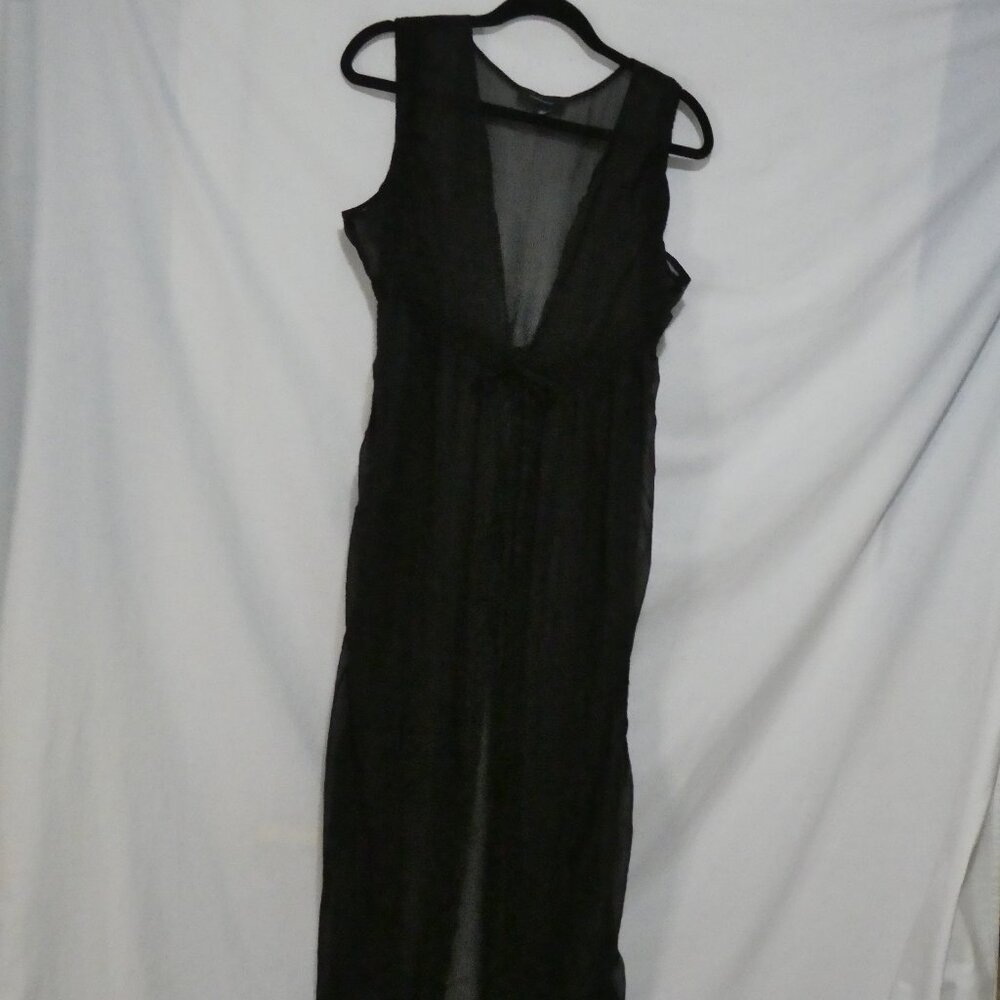ATMOSPHERE | large | Black Sheer Sleeveless Nightgown With Tie Waist